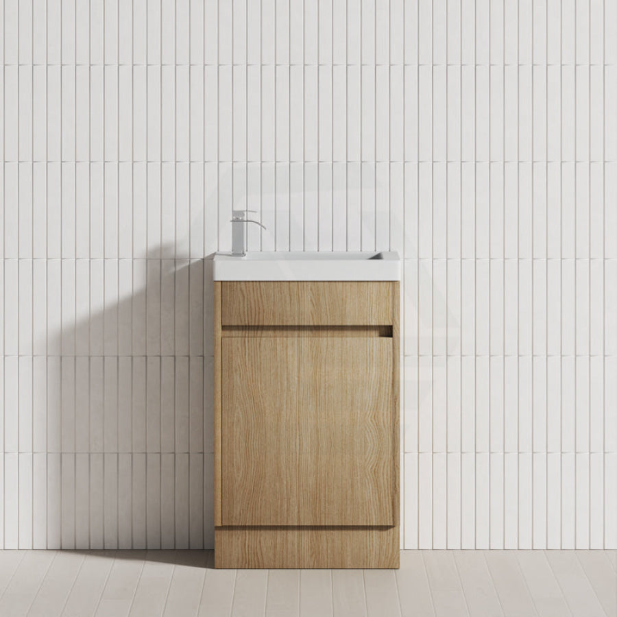 500X250X940Mm Mini Bathroom Vanity White Oak Wood Grain Cabinet Ceramic Top Kickboard Freestanding