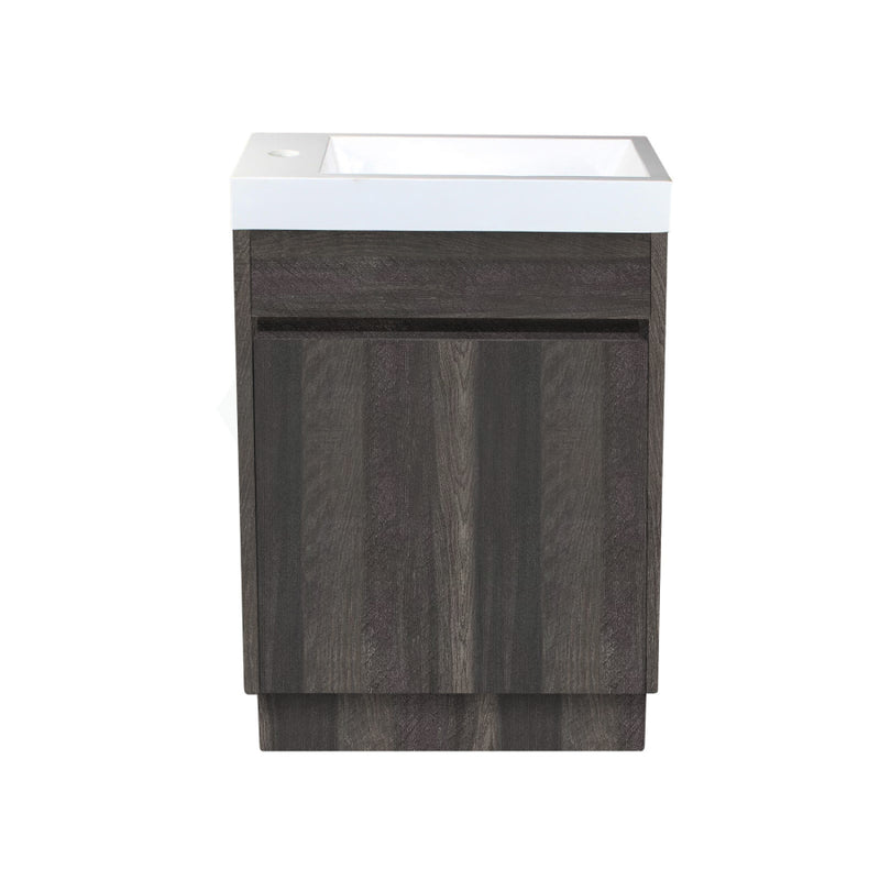 500X250X940Mm Pvc Filmed Floor Mini Bathroom Vanity Dark Grey Cabinet Ceramic Top Kickboard