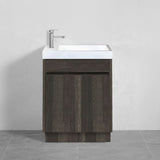 500X250X940Mm Pvc Filmed Floor Mini Bathroom Vanity Dark Grey Cabinet Ceramic Top Kickboard