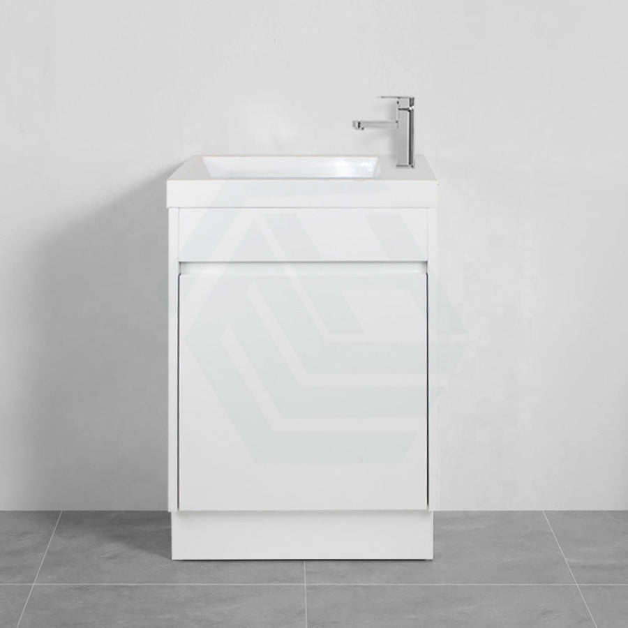 500X250X940Mm Pvc Filmed Floor Mini Bathroom Vanity Matt White Ceramic Top Freestanding With