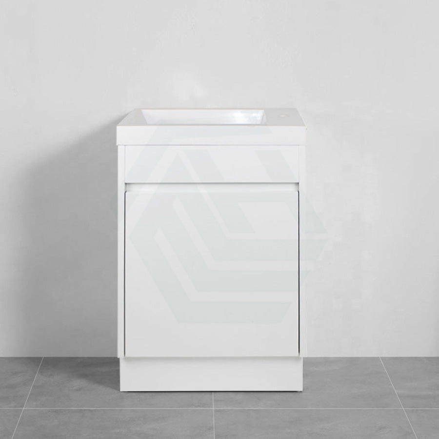 500X250X940Mm Pvc Filmed Floor Mini Bathroom Vanity Matt White Ceramic Top Freestanding With