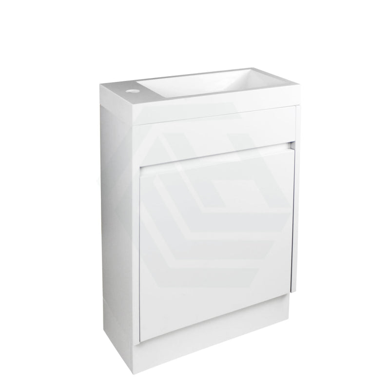 500X250X940Mm Pvc Filmed Floor Mini Bathroom Vanity Matt White Ceramic Top Freestanding With