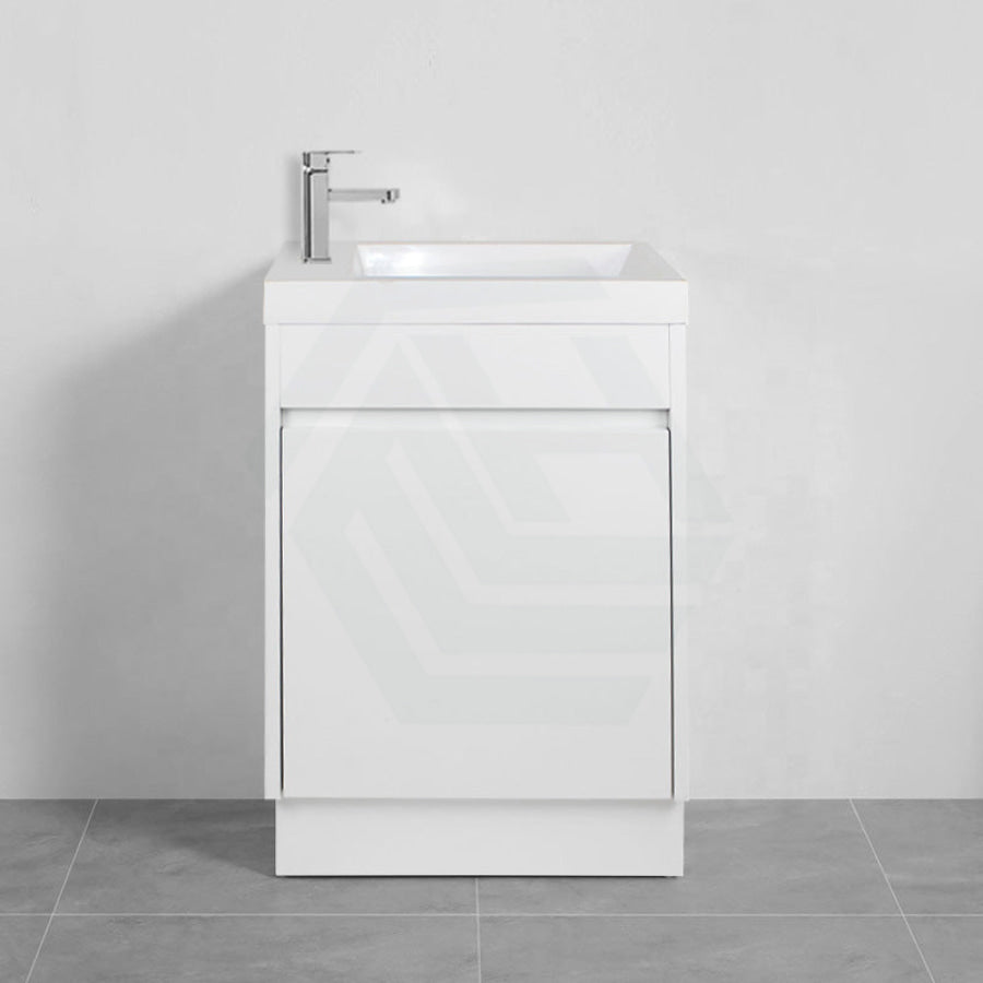 500X250X940Mm Pvc Filmed Floor Mini Bathroom Vanity Matt White Ceramic Top Freestanding With