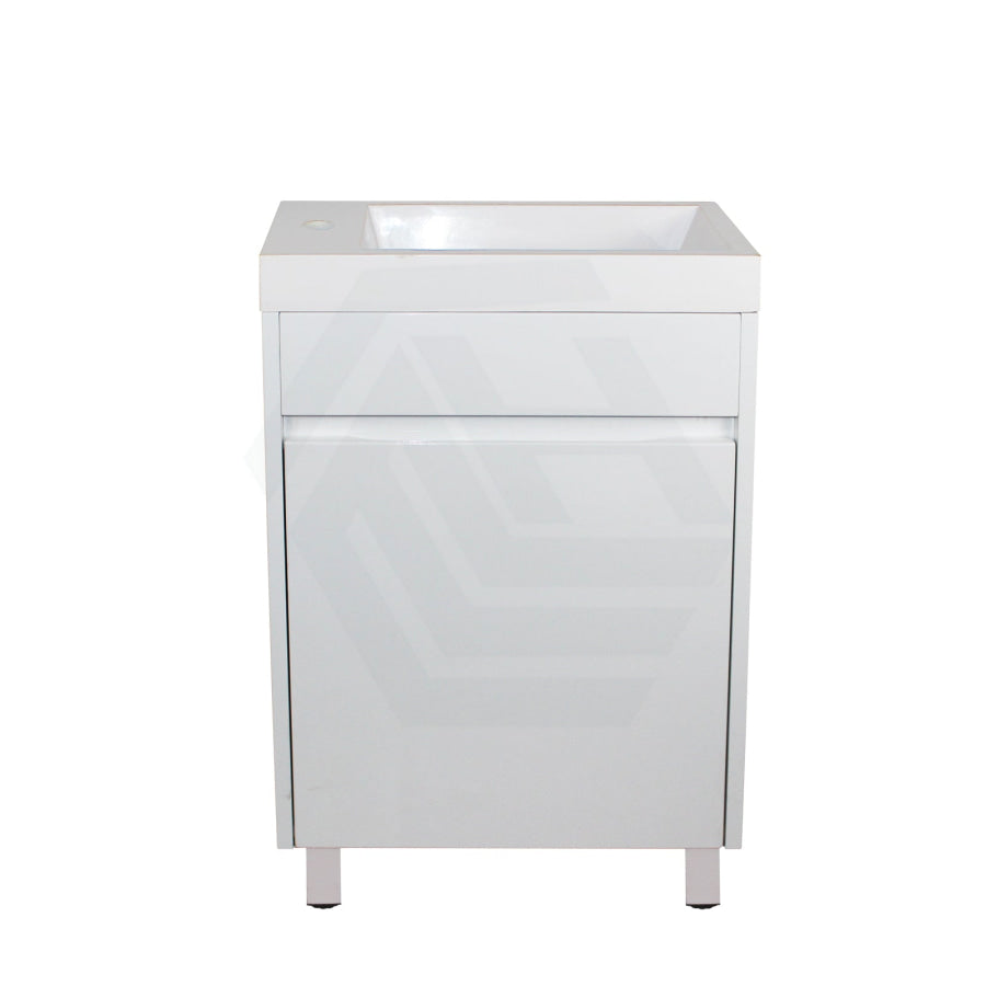 500X250X940Mm Pvc Filmed Floor Mini Bathroom Vanity Matt White Ceramic Top Freestanding With Legs