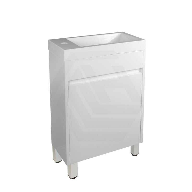 500X250X940Mm Pvc Filmed Floor Mini Bathroom Vanity Matt White Ceramic Top Freestanding With Legs