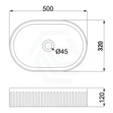 500X320X120Mm Oval Above Counter Ceramic Basin Matt White Basins