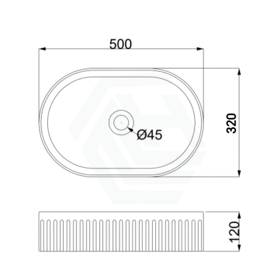 500X320X120Mm Oval Above Counter Ceramic Basin Matt Black White Basins