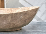 500X350X150Mm Above Counter Stone Basin Oval Marble Surface Bathroom Wash Antique