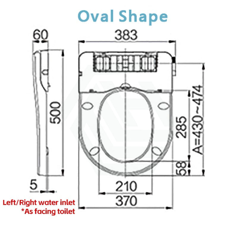 500X370X60Mm Toilet Cover Seat With Posterior Wash And Self Nozzle Cleaning Left / Right Water