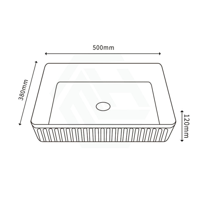 500X380X120Mm Rectangle Above Counter Ceramic Basin Ultra Slim Matt Black Basins