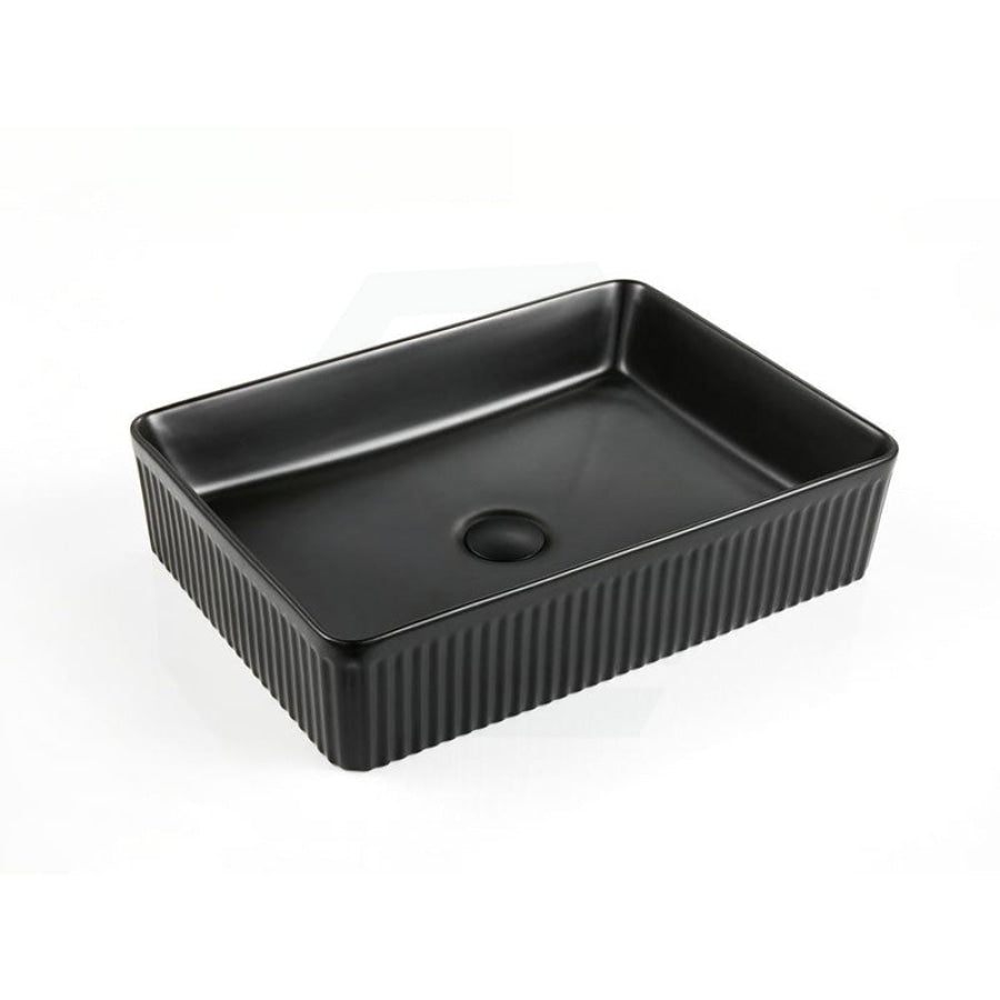 500X380X120Mm Rectangle Above Counter Ceramic Basin Ultra Slim Matt Black Basins