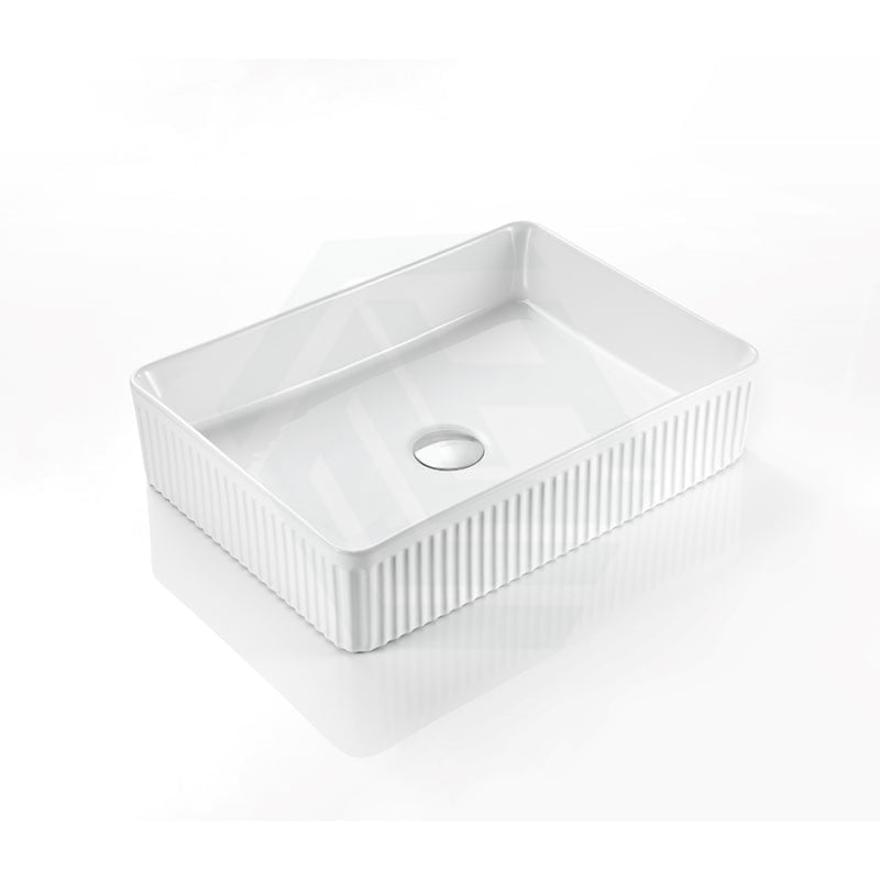 500X380X120Mm Rectangle Above Counter Ceramic Basin Ultra Slim Matt White Basins