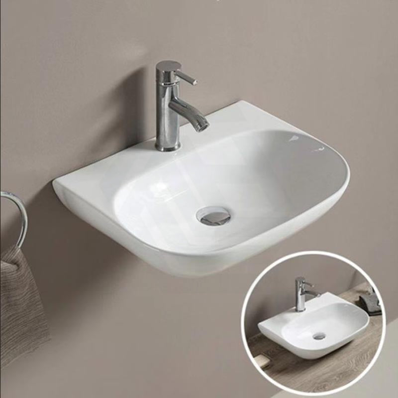 500X385X120Mm Oval Gloss White Semi Recessed Ceramic Basin Semi-Recessed Basins