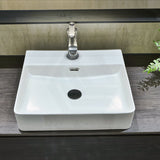 500X420X130Mm Above Counter / Wall Hung Rectangle Gloss White Ceramic Basin One Tap Hole