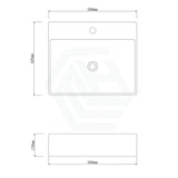 500X420X130Mm Above Counter / Wall Hung Rectangle Gloss White Ceramic Basin One Tap Hole Basins