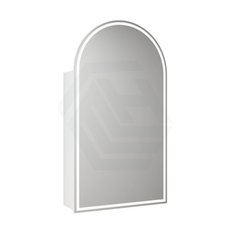 500X900Mm Canterbury Led Mirror Arch Shaving Cabinet Matt White Finish Frameless Touchless Sensor