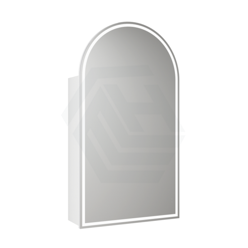 500X900Mm Canterbury Led Mirror Arch Shaving Cabinet Matt White Finish Frameless Touchless Sensor