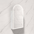 500X900Mm Canterbury Led Mirror Arch Shaving Cabinet Matt White Finish Frameless Touchless Sensor