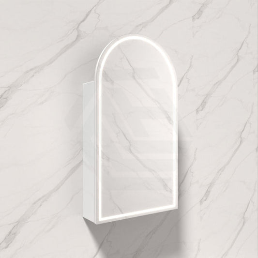 500X900Mm Canterbury Led Mirror Arch Shaving Cabinet Matt White Finish Frameless Touchless Sensor