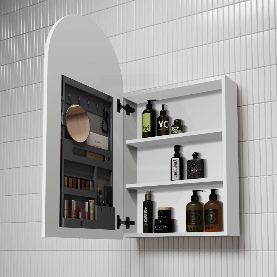 500X900Mm Canterbury Wall Hung Arch Shaving Mirror Cabinet Matt White Finish For Bathroom Cabinets