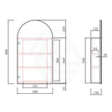 500X900Mm Canterbury Wall Hung Arch Shaving Mirror Cabinet Matt White Finish For Bathroom Cabinets