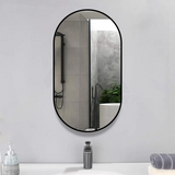 500X750X35Mm Matt Black Stainless Steel Framed Oval Wall Mirror With Screw Mounting Kits Mirrors