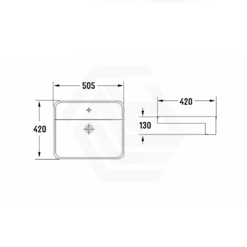 505X420X130Mm Rectangle Gloss White Semi Recessed Ceramic Basin Semi-Recessed Basins