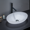 510X350X150Mm Oval Above Counter Art Wash Basin Tempered Glass White Basins