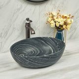 510X380X150Mm Oval Above Counter Marble Surface Stone Basin