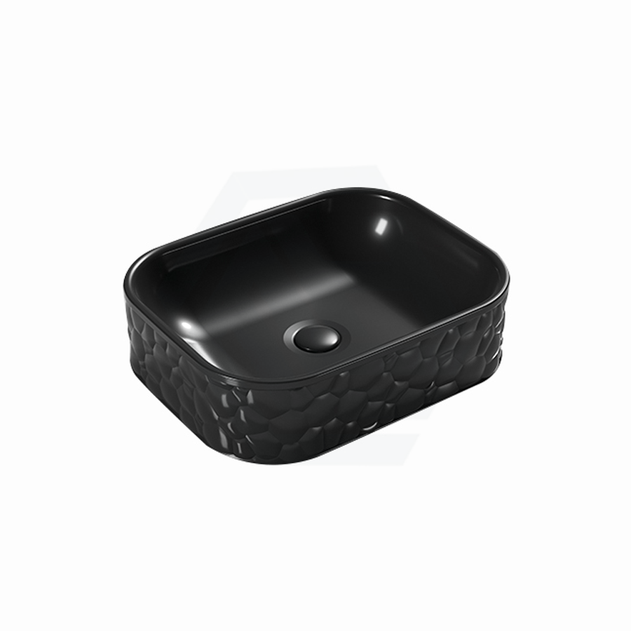 510X395X130Mm Rectangle Above Counter Ceramic Basin Matt Black Basins