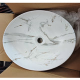 510X395X133Mm Bathroom Wash Basin Oval Above Counter Matt White Carrara Ceramic Marble Basins