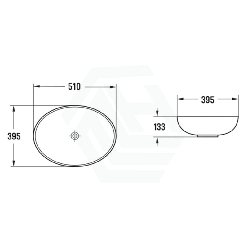 510X395X133Mm Bathroom Wash Basin Oval Above Counter Matt White Carrara Ceramic Marble Basins