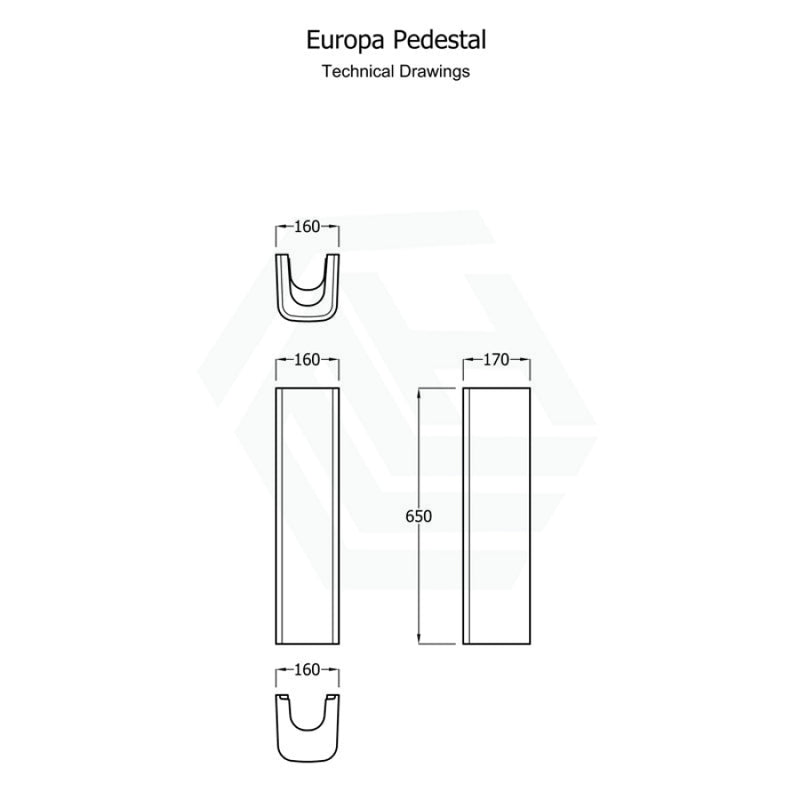 510X405X805Mm Rak Lara Pedestal Basin In Gloss White Freestanding 1 Or 3 Tap Holes Available Basins