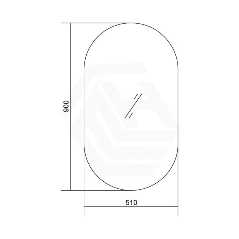 510X900Mm Led Mirror Oblong Racetrack Motion Sensor Auto On