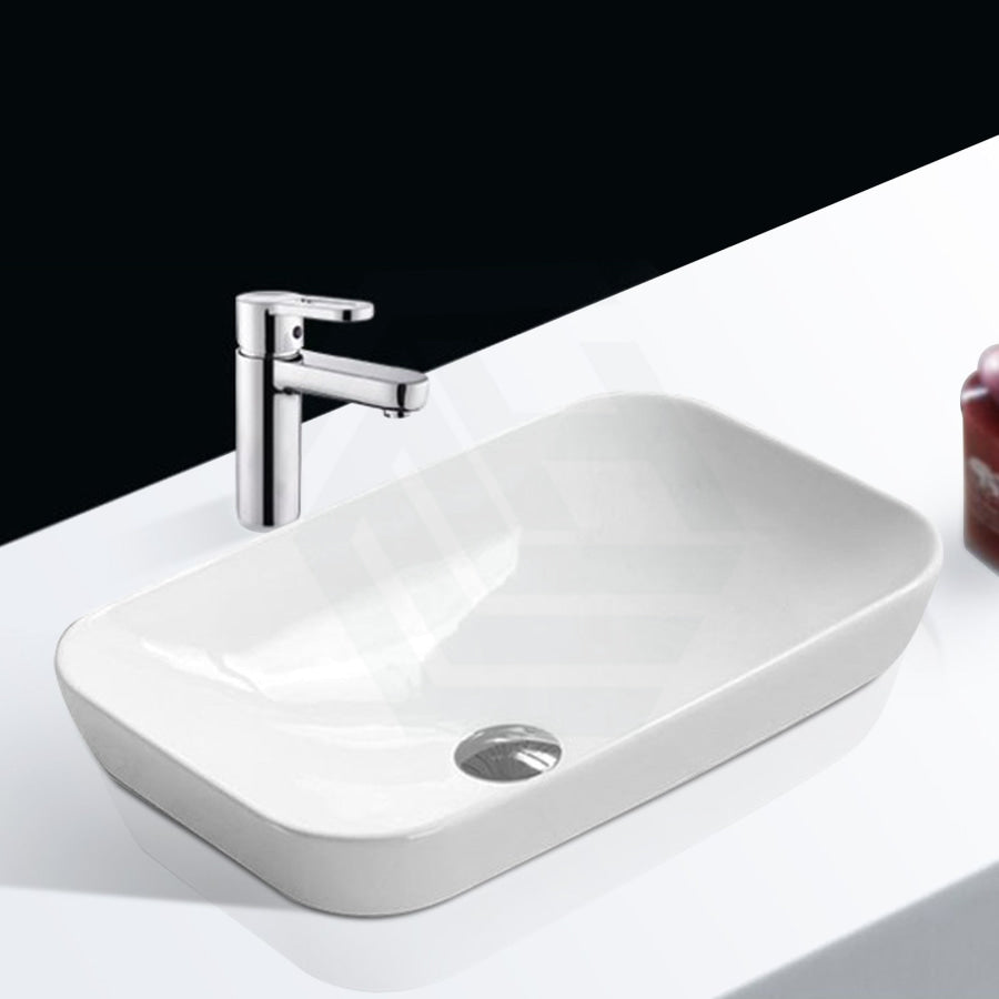 515X340X155Mm Bathroom Rectangle Gloss White Ceramic Inset Basin Vanity Basins