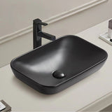 515X340X155Mm Rectangle Matt Black Inset Ceramic Basin Basins