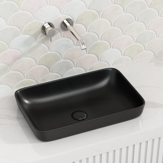 515X340X155Mm Rectangle Matt Black Inset Ceramic Basin Basins