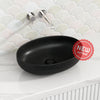 520X395X130Mm Bathroom Wash Basin Oval Above Counter Matt Black Ceramic Basins