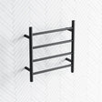 520X500X120Mm Round Matt Black Electric Heated Towel Rack 4 Bars Rails