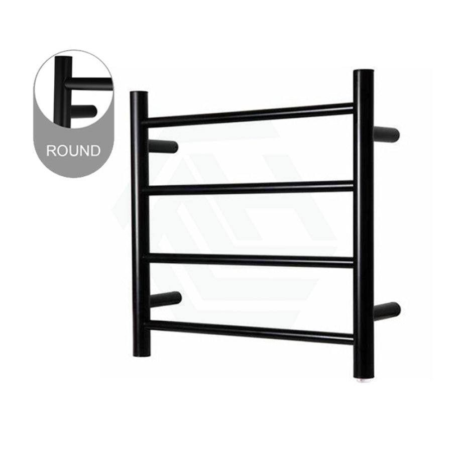 Electric Heated Towel Rail Round 4 Bars Matt Black