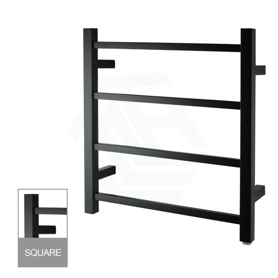 Electric Heated Towel Rail Square 4 Bars Matt Black