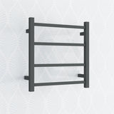 520X500X120Mm Square Matt Black Electric Heated Towel Rack 4 Bars