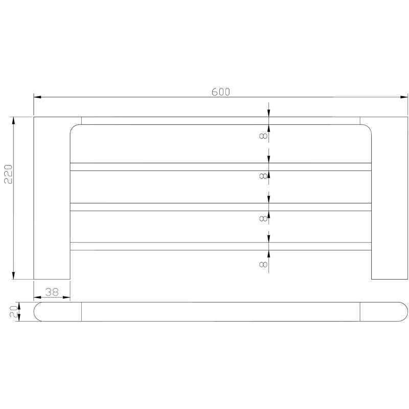 600Mm Towel Rack Matt Black Racks