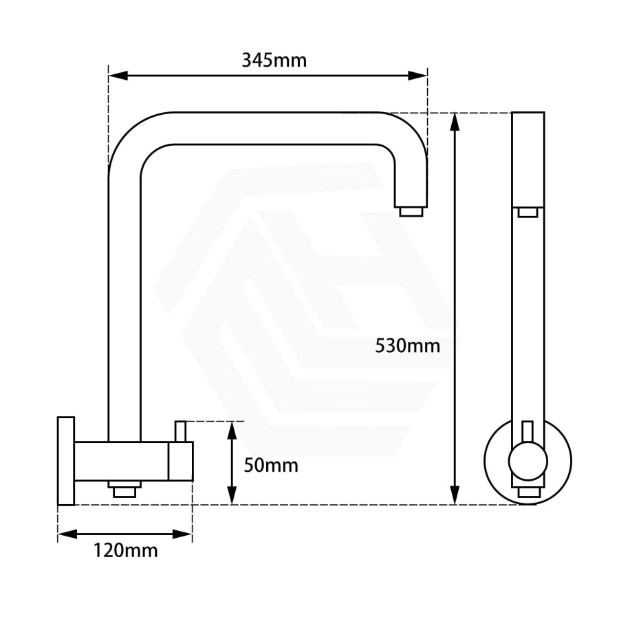 530Mm Height Round Chrome Top Water Inlet Twin Shower Rail