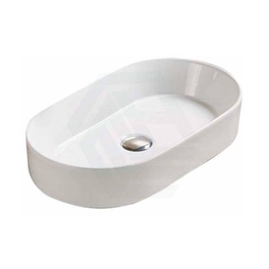 530X300X115Mm Oval Gloss White Ceramic Above Counter Wash Basin Ultra Slim