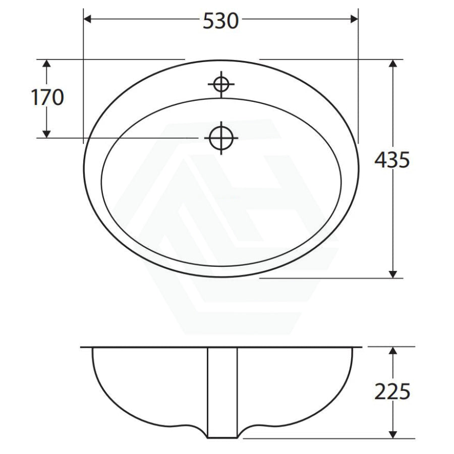 530X435X225Mm Rak Jessica Ivory Fully-Inset Ceramic Basin Under Counter Basins