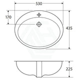 530X435X225Mm Rak Jessica Ivory Fully-Inset Ceramic Basin Under Counter Basins