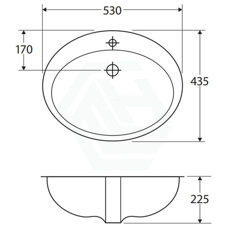 530X435X225Mm Rak Jessica Ivory Fully-Inset Ceramic Basin Under Counter Basins