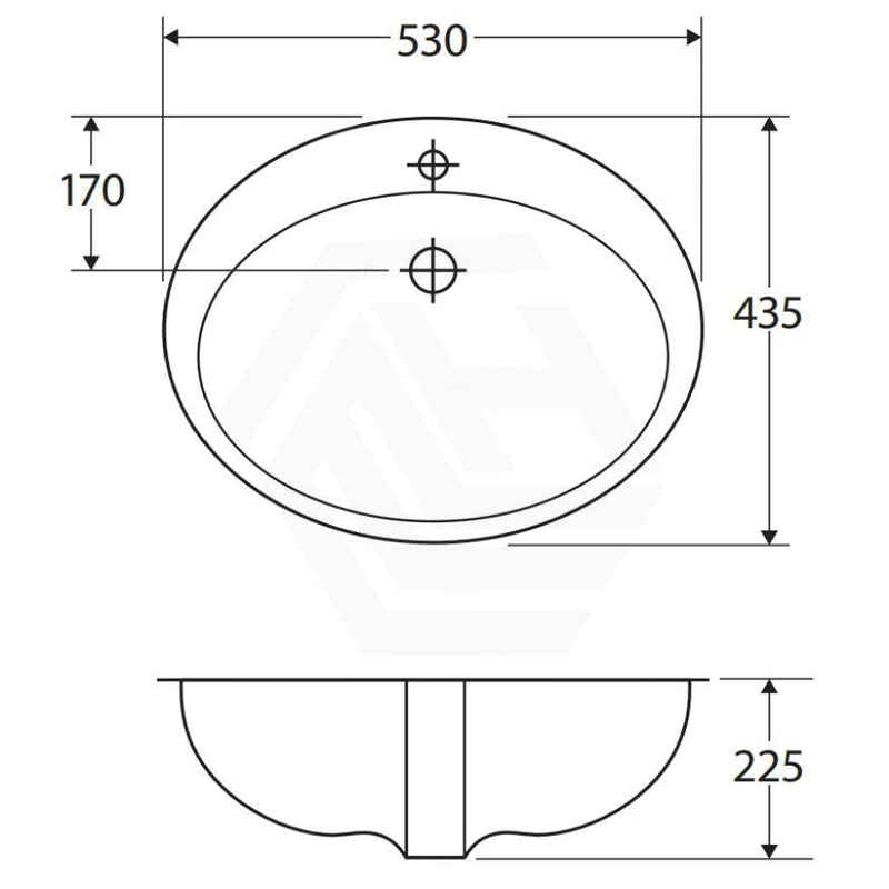 530X435X225Mm Rak Jessica Ivory Fully-Inset Ceramic Basin Under Counter Basins