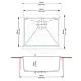 530X460X200Mm Carysil White Single Bowl Granite Kitchen/laundry Sink Top/under Mount Kitchen